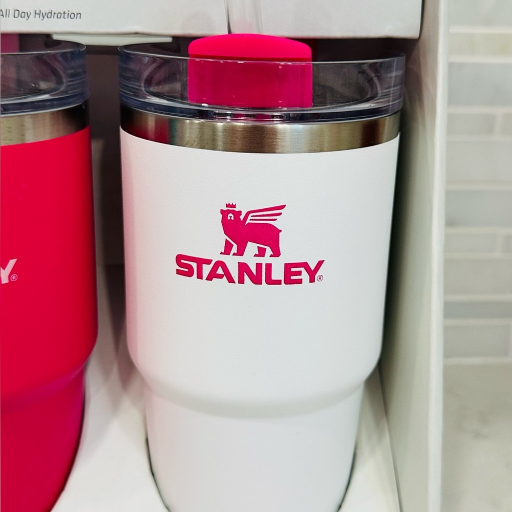 RARE NEW STANLEY 2 Pack 20 oz H2.0 Tumbler Quencher PINK AND WHITE NEW IN BOX - Picture 4 of 8